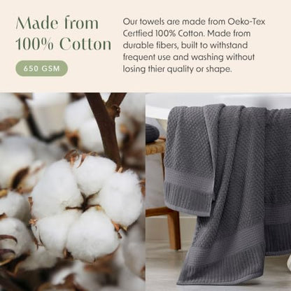 2 Pack Oversized Bath Towels 100% Cotton | Grey Towels | Oeko‑TEX Standard 100 | Soft & Absorbent, Quick‑Dry | Trinity Collection - Charcoal - color: Charcoal, size: Oversized Bath Towels (2 Pack)