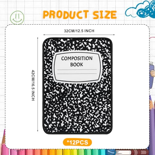 12Pcs Square Classroom Carpet Cushion,Black Exercise Book Back to School Floor Mat with Anti-Slip Particles Suitable for classrooms, Schools and kindergartens Home Family Learning and Discussion Room - color: Black Exercise Book