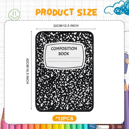 12Pcs Square Classroom Carpet Cushion,Black Exercise Book Back to School Floor Mat with Anti-Slip Particles Suitable for classrooms, Schools and kindergartens Home Family Learning and Discussion Room - color: Black Exercise Book