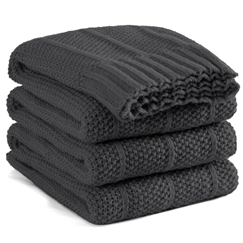 Carriediosa Knit Throw Blanket for Couch 60x80 Stripe Cable Knitted Throws | Dark Grey, Soft Textured Neutral Fall Blankets, Cozy Decorative Home Decor, Cover for Bed, Sofa & Outdoor Use - color: Dark Grey, size: 60" X 80"