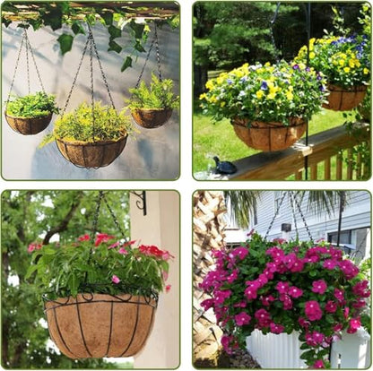 Heybe 24 Inch Hanging Basket Chains with Hooks, 3 Point Hanging Flower Pot Chains 3 Leads,Set of 3, Black (24inch, 3 Point) - size: 24 inches, style: 3 point