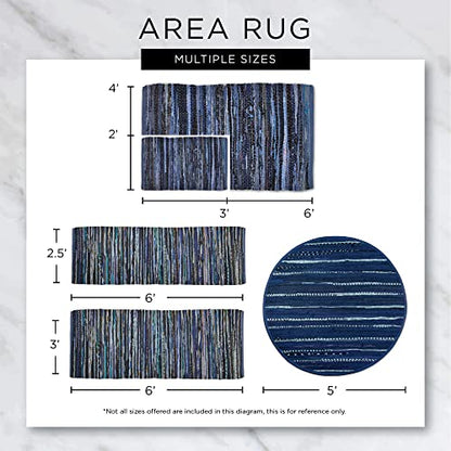 DII Woven Rag Rug Collection Recycled Yarn Variegated Rustic Stripe, 2x3', Artichoke - color: Artichoke