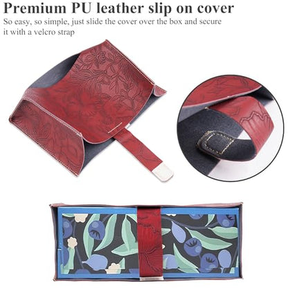 Leather Cover for Disposable Paper Hand Towel Box, Compatible with Kleenex Paper Hand Towel(1-Carved Dark Red) - color: 1-carved Dark Red