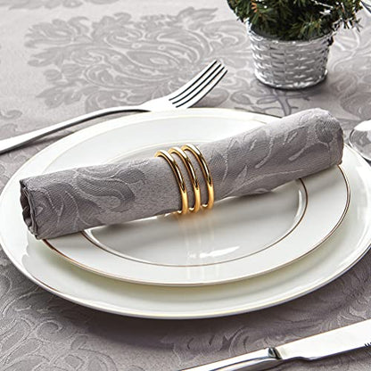 Grey Jacquard 17x17 Square Polyester Cloth Napkins Set of 8 | Waterproof, Stain Resistant, Shrink Proof, Washable, fabric, Outdoor, Dining, Wedding, Kitchen, Party, Banquet, Reusable - color: Gray(01)