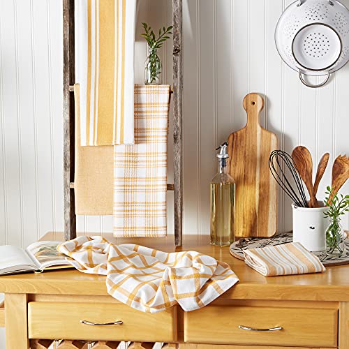 DII Assorted Woven, Kitchen Dishtowel Set, 18x28, Honey Gold, 5 Piece - color: Honey Gold