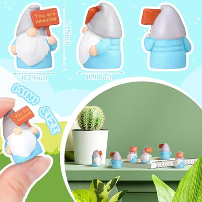 24 Pcs Mini Resin Gnomes Figurines Miniature Tiny Fairy Gnomes Figurines Inspirational Appreciation Gnome Statues with Motivational Word for Office Desk Table Employee Family Supplies(You Are Amazing) - color: Classic, style: You Are Amazing