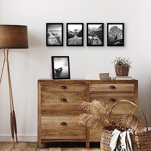 Americanflat 5x7 Picture Frame 5-Pack - Slim Molding - Black | Polished plexiglass front, wall or tabletop display with included easel, triangle hangers included, secure turn-tab backing - color: Black, size: 5x7