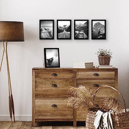 Americanflat 5x7 Picture Frame 5-Pack - Slim Molding - Black | Polished plexiglass front, wall or tabletop display with included easel, triangle hangers included, secure turn-tab backing - color: Black, size: 5x7