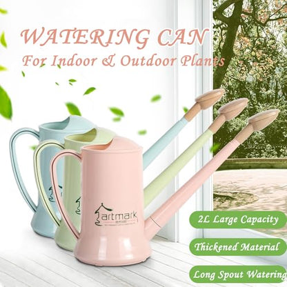 2L Thick Plastic Watering Can with Long Spout – Lightweight Garden Watering Can for Indoor & Outdoor Plants, Flowers, Balcony –Durable & Leakproof (Blue) - color: Blue
