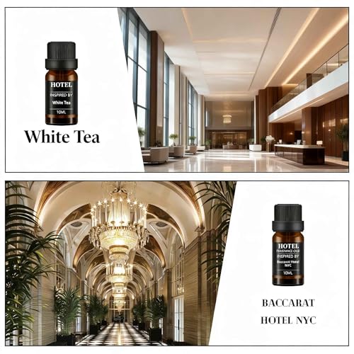 Hotel Collection Diffuser Essential Oil Gift Set,Hotel Scents for Home,Stress Relief Air Freshening,My Way,The Beach Villas and Other Luxury Hotel Scents Waterless Essential Oil Diffuser