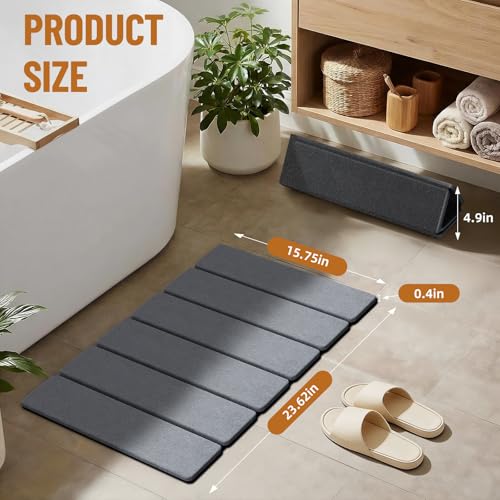 Luxspire Stone Bath Mat, Stone Mat Bathroom Foldable 24x16in 2PC, Dark Gray - color: Dark Gray