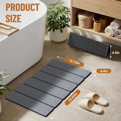 Luxspire Stone Bath Mat, Stone Mat Bathroom Foldable 24x16in 2PC, Dark Gray - color: Dark Gray