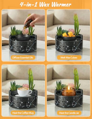 Wax Warmer Wax Melt Warmer for Scented Wax, 4-in-1 Ceramic Electric Candle Wax Melter Burner Fragrance,PTC Heating with 7 Colors LED Changing Light for Scented Wax Melts/Tarts/Fragrance Cubes