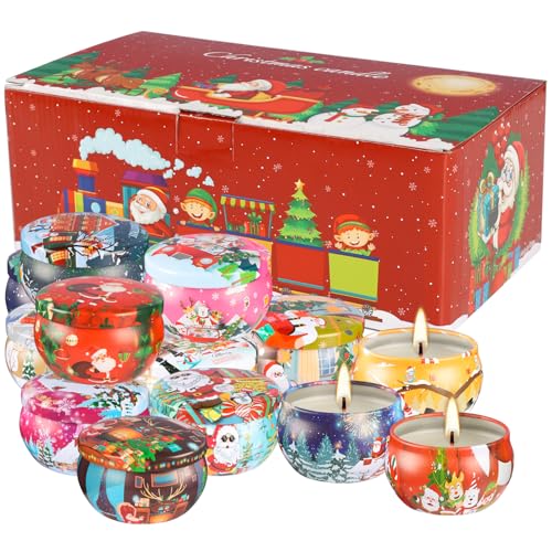 16PCS Scented Candles Christmas Gift Set, Natural Soy Wax 2.5oz Candles for Christmas Gift, 16 fragrances Flavor - color: Red Christmas-16Pcs