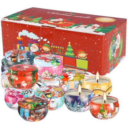 16PCS Scented Candles Christmas Gift Set, Natural Soy Wax 2.5oz Candles for Christmas Gift, 16 fragrances Flavor - color: Red Christmas-16Pcs