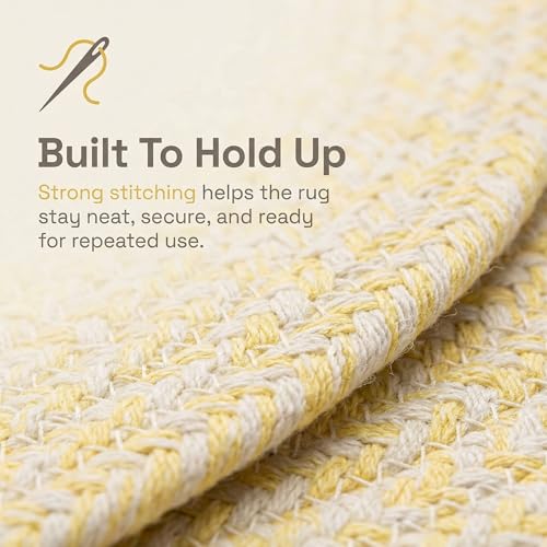 Super Area Rugs Farmhouse Braided Rug Cotton Kitchen Reversible Carpet, Yellow & White, 2' X 3' Oval - color: Yellow & White, size: 2' x 3' (Oval)