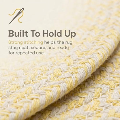 Super Area Rugs Farmhouse Braided Rug Cotton Kitchen Reversible Carpet, Yellow & White, 2' X 3' Oval - color: Yellow & White, size: 2' x 3' (Oval)