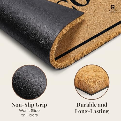 Coir Welcome Mat, Non-Slip, Welcome Classic 3, 17x29 in | 100% Natural Coir, Anti-Shedding, Durable PVC Backing, Traps Dirt and Mud, Indoor and Outdoor Entryway, Easy to Clean - color: Welcome Classic 3