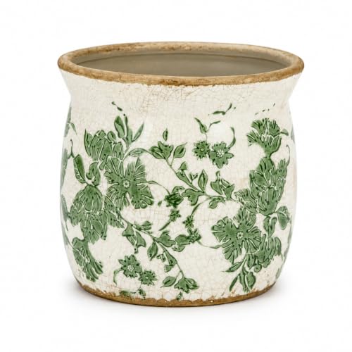 Doysayes Vintage Ceramic Flower Pot for Indoor Plant with Drainage Hole | with Drainage ,Crackle Glazed, Farmhouse Planter for Indoor Plant Pot,Small Vase&Planter,Housewarming Gifts, Home Decor. - color: Green
