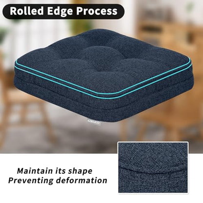 GOFORIT Memory Foam Cushion，Square Seat Cushions for Dining Chairs,Non-Slip Chair Pads with Removable Cover, 16'' x 16'', Dark Blue - color: Dark Blue