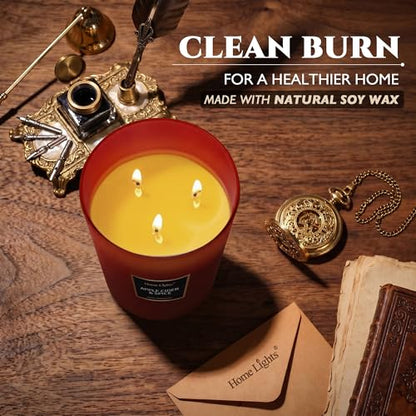 HomeLights Highly Scented Candles, Big 33.3 oz for Home, Natural Soy Aromatherapy Candles, Smokeless Long Lasting 130h with 3 Cotton Wicks, Candles Gifts for Women & Men - Apple Cider & Spice - color: Apple Cider & Spice