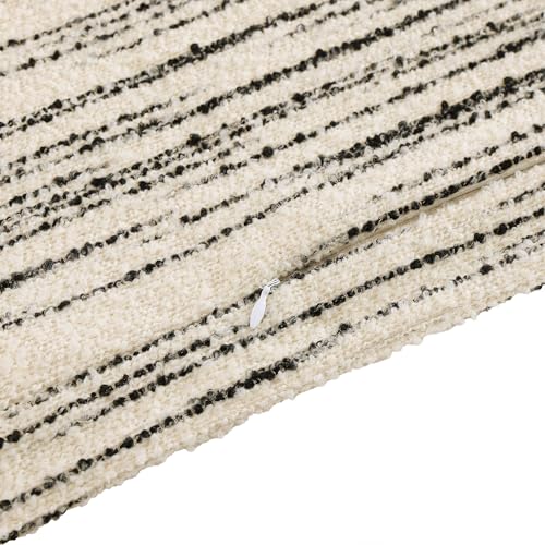 HiEnd Accent Cosmo Euro Sham, 27x27 inch, Ivory Black Soft Plush Boucle Pillow Covers, Woven Striped Pillow Cover, Modern Textured Pillow Covers