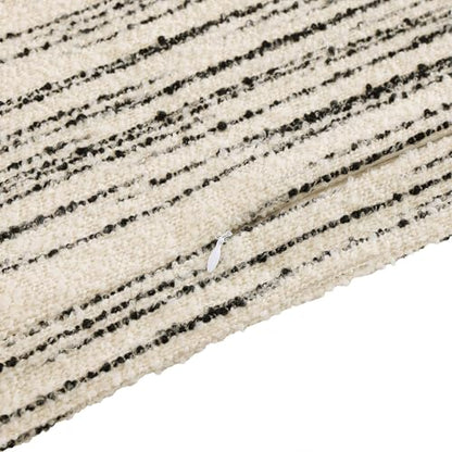 HiEnd Accent Cosmo Euro Sham, 27x27 inch, Ivory Black Soft Plush Boucle Pillow Covers, Woven Striped Pillow Cover, Modern Textured Pillow Covers