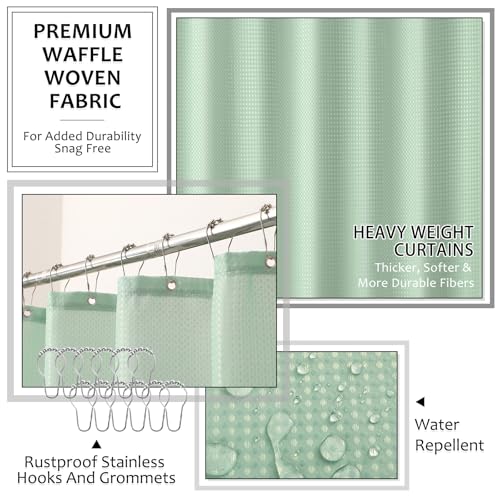 XLHOMO Light Green Bathroom Sets with Shower Curtain and Rugs, 8-Piece Resin Bathroom Accessories Sets Complete, Soap Dispenser, Toothbrush Holder, Tumbler, Tray & Apothecary Jars Bathroom Essentials - color: Green, size: Resin Bath Set Complete