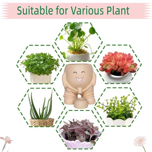 Funny Smiley Face Planter, Whimsical Flower Pot with Drainage Spout, Cute Succulent Planter for Indoor and Outdoor，Mother's Day Unique Gift for Plant Lovers