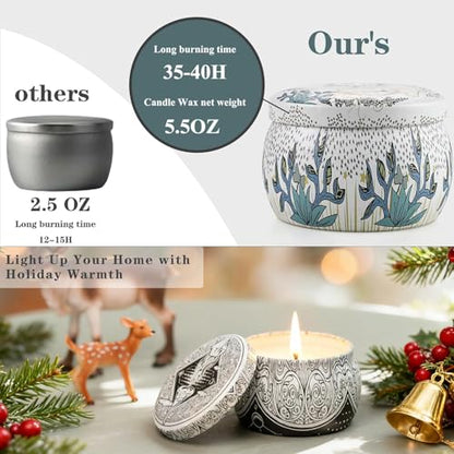 Candle Set for Women Gift, Scented Candles, 6 Pack Large Natural Soy Wax Candles in Tins, Stress Relief Gifts for Women, Aromatherapy Candle, 5.7oz Each, 30-35 Hr Burn, Ideal Gifts for Mom Birthday - size: Large 6-Candle Set (Boho)