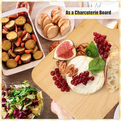 Lounsweer 6 Pcs Wood Cutting Boards with Handle, 16" for Chopping | Thick Natural Wood Laser Engraving Material, Charcuterie Serving Display, Wedding Housewarming Gift, Durable - size: 16 x 10 inches