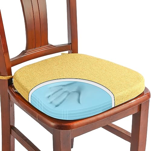 SINOSSO 1 Pack Memory Foam Chair Cushions for Dining Chair, Friendly Woven Fabric 16" U-Shape Comfortable Kitchen Chair Pad, Removable Slip Resistant Seat Cushion (1 Piece, Yellow) - color: Yellow