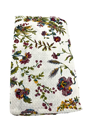 April Cornell Plum Floral 4-pc. Kitchen Linen Gift Set with 2 Tea Towels, 1 Oven Mitt & 1 Pot Holder | 100% Cotton | Summer Botanical Floral, Plum