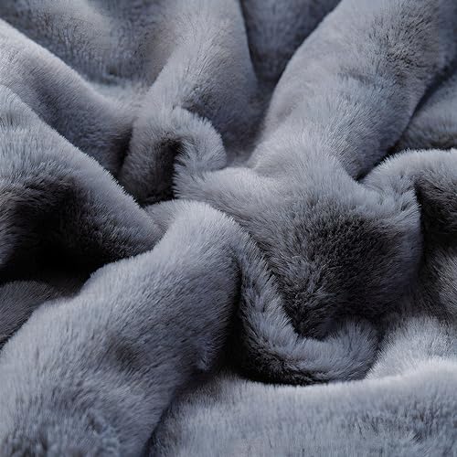 Soft Faux Fur Throw Blanket 50''x60'' Solid Reversible Shaggy Blanket Plush Thick Fluffy Blankets Throws for Bed, Couch, Sofa, Office, Camping Dark Grey - color: D-dark Grey, size: 50''x60''