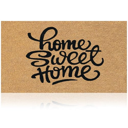 Coir Welcome Mat, Non-Slip, Sweet Home, 17 x 29 in | 100% Natural Coir, Anti-Shedding, Durable PVC Backing, Traps Dirt and Mud, Indoor and Outdoor Entryway, Easy to Clean - color: Sweet Home