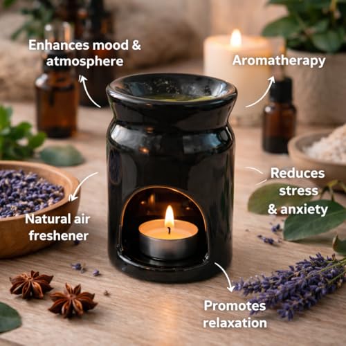 Pure Source India Ceramic Tea Light Candle Holder, Essential Oil Burner Wax Melt Burner, Incense Aroma Diffuser for Home, Office & Gifting Puprose