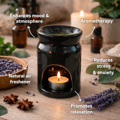Pure Source India Ceramic Tea Light Candle Holder, Essential Oil Burner Wax Melt Burner, Incense Aroma Diffuser for Home, Office & Gifting Puprose