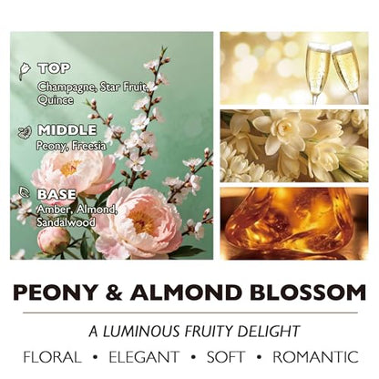 HomeLights Premium Scented Candles - 33.3 oz Natural Soy Wax, Aromatherapy for Home, Long Lasting Smokeless, 130 hrs Burn Time, 3 Cotton Wicks, Gifts for Women & Men - Peony & Almond Blossom - color: Peony & Almond Blossom