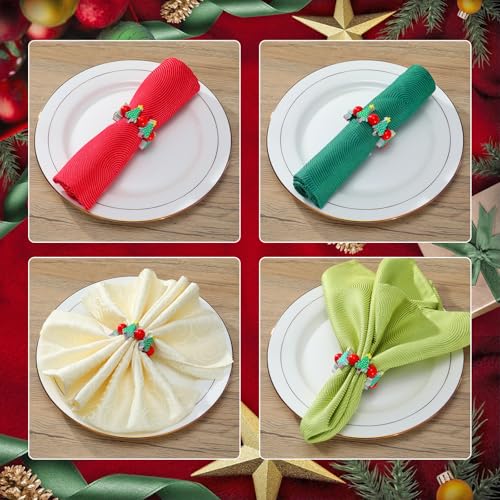 KPOSIYA Christmas Napkin Rings Set of 12, Xmas Tree Napkin Rings for Table Decor, Wooden Napkin Holder Buckle for Christmas,Winter Holiday, Home Party, Wedding Supplies - size: 12pcs, style: Xmas Tree