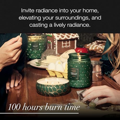Voluspa Noble Fir Garland, Large Candle Jar, 18oz, Coconut Wax Blend, Scented Candles for Home, 100 Hour Burn Time, Poured in the USA - color: 16 - Noble Fir Garland