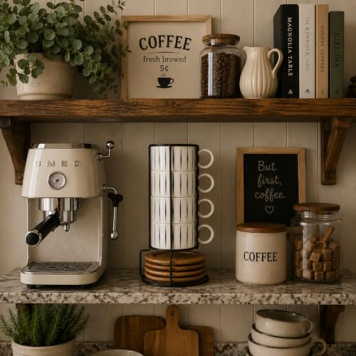 LUKA 6 Ounce Porcelain Stackable Espresso Cups with Saucers and Metal Stand Set of 4, Ceramic Cappuccino Cups Set for Specialty Coffee Drinks, Latte, Cafe Mocha and Tea, Stripes, White - color: Stripes