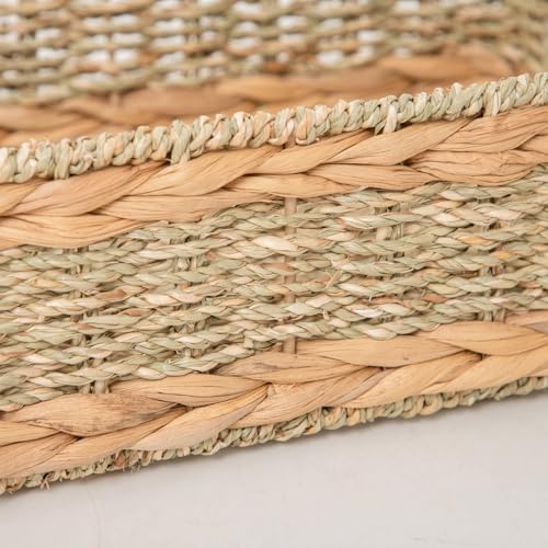 Water Hyacinth Storage Basket - Small Rustic Rectangle Woven basket Organizer with Handle for Home & Office Decor (Hyacinth&Seagrass) - style: Hyacinth&Seagrass
