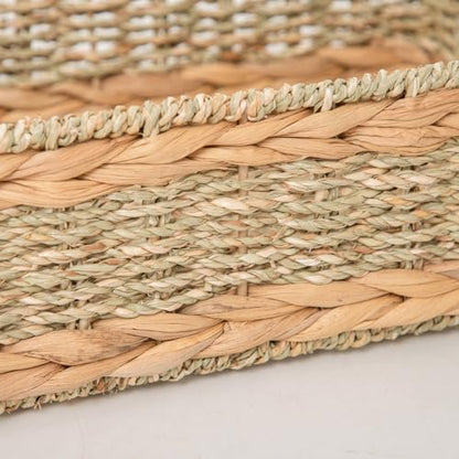 Water Hyacinth Storage Basket - Small Rustic Rectangle Woven basket Organizer with Handle for Home & Office Decor (Hyacinth&Seagrass) - style: Hyacinth&Seagrass