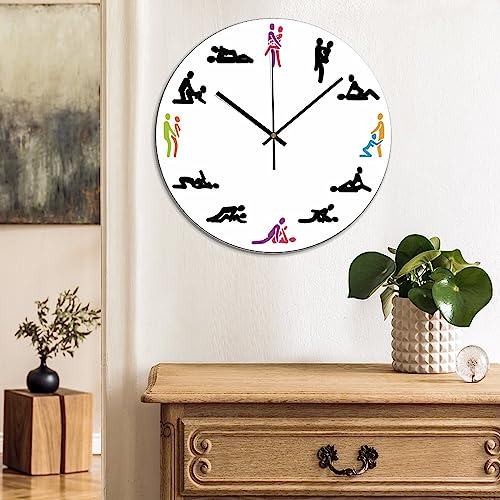 Valentine's Day Gift Wall Clock 10x10 Inch Bathroom PVC Wall Clocks Battery Operated Quartz Analog Quiet Modern Wall Hanging Round PVC Clock for Bedroom Laundry Room School - color: Style-6, size: 10x10in（black）