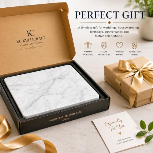 8×12 Inches White Marble Cheese & Charcuterie Board | Natural Marble, Non-Slip Feet, Cutting Board & Pastry Slab, Premium Stone Kitchen Tray - color: White, size: 12"L x 8"W
