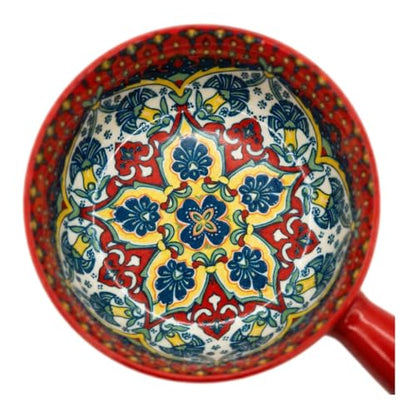 Boho Floral Ceramic Soup Bowls with Handles, 21oz Microwave Oven Safe Set of 4 for Stew, Pasta and Chili - color: Flower