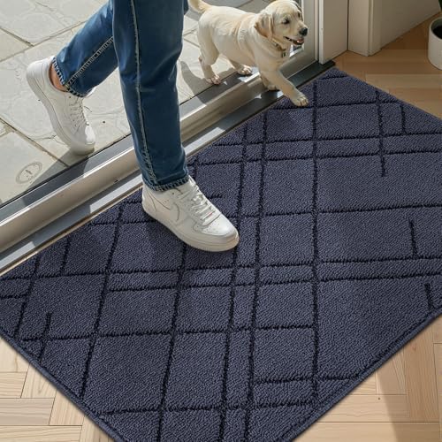 hicorfe Door Mat Indoor Entrance,32"x20" Non Slip Geometric Indoor Door Mat - color: Blue, size: 32" x 20" (Rectangular)