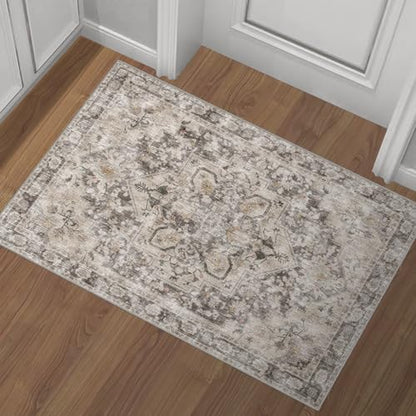 Modern Coffee 2x3 Washable Area Rugs | Non-Slip Entrance Mat, Indoor Entryway Small Rug, Bathroom & Bedroom & Kitchen Carpet, Durable Edge Binding Rugs - color: Brown Beige, size: 2' x 3' (Rectangular)