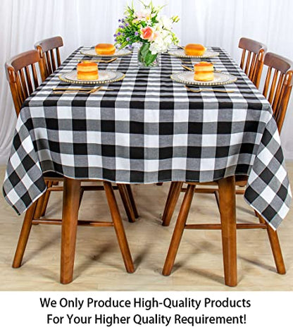 ShinyBeauty Checked Square Tablecloth 54x54-Inch Black and White Buffalo Plaid Tablecloth Washable Cotton Table Cover Gingham Tablecloth for Dining Room Table Linen Christmas - color: Black & White, size: 54" x 54" (Square)