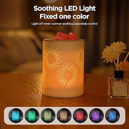 inrorans Wax Melt Warmer Ceramic Oil Burner with Timer Electric Candle Wax Melter with Led Coloful Changing Silicone Removeable Tray for Home Gifts-Dandelion - color: Dandelion